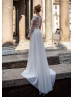 Long Sleeves White Lace Chiffon Wedding Dress